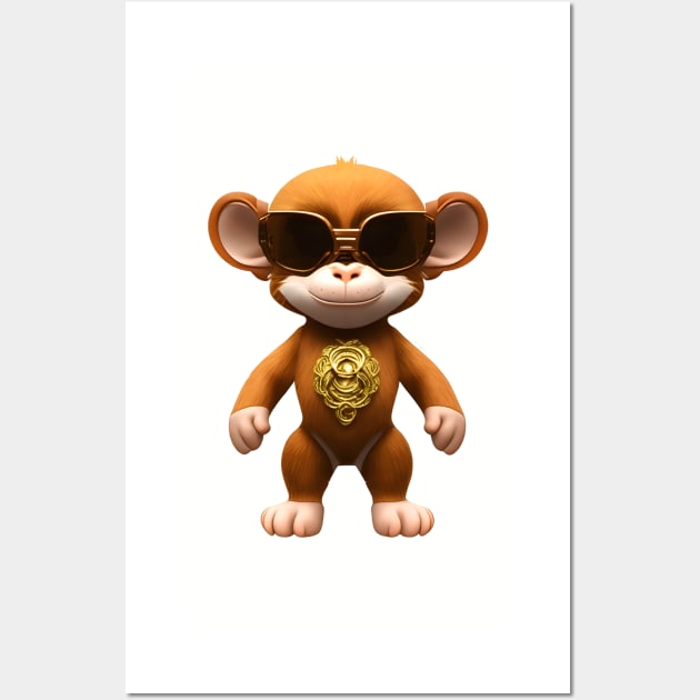 Monkey in cartoon style Wall Art by IrinaGuArt